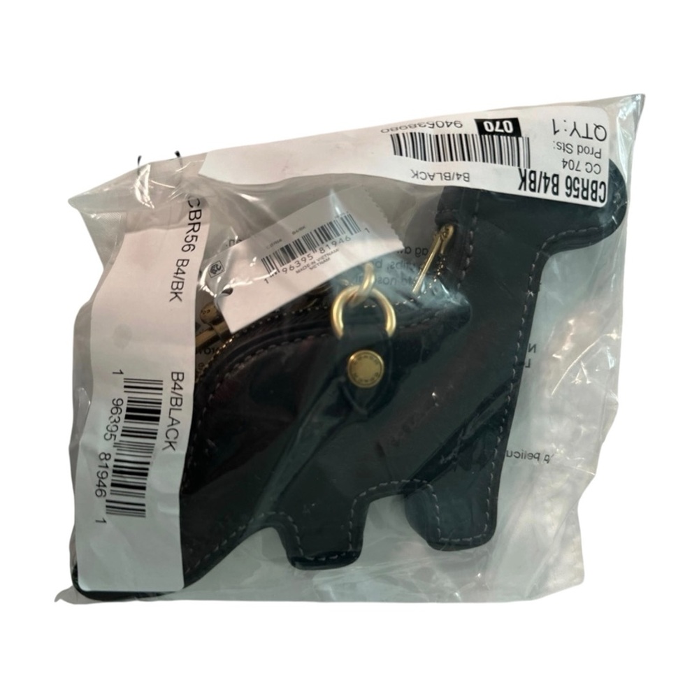 Coach Black Dino Leather Coin Purse/Bag Charm with Gold Hardware, NWT - Picture 4 of 5